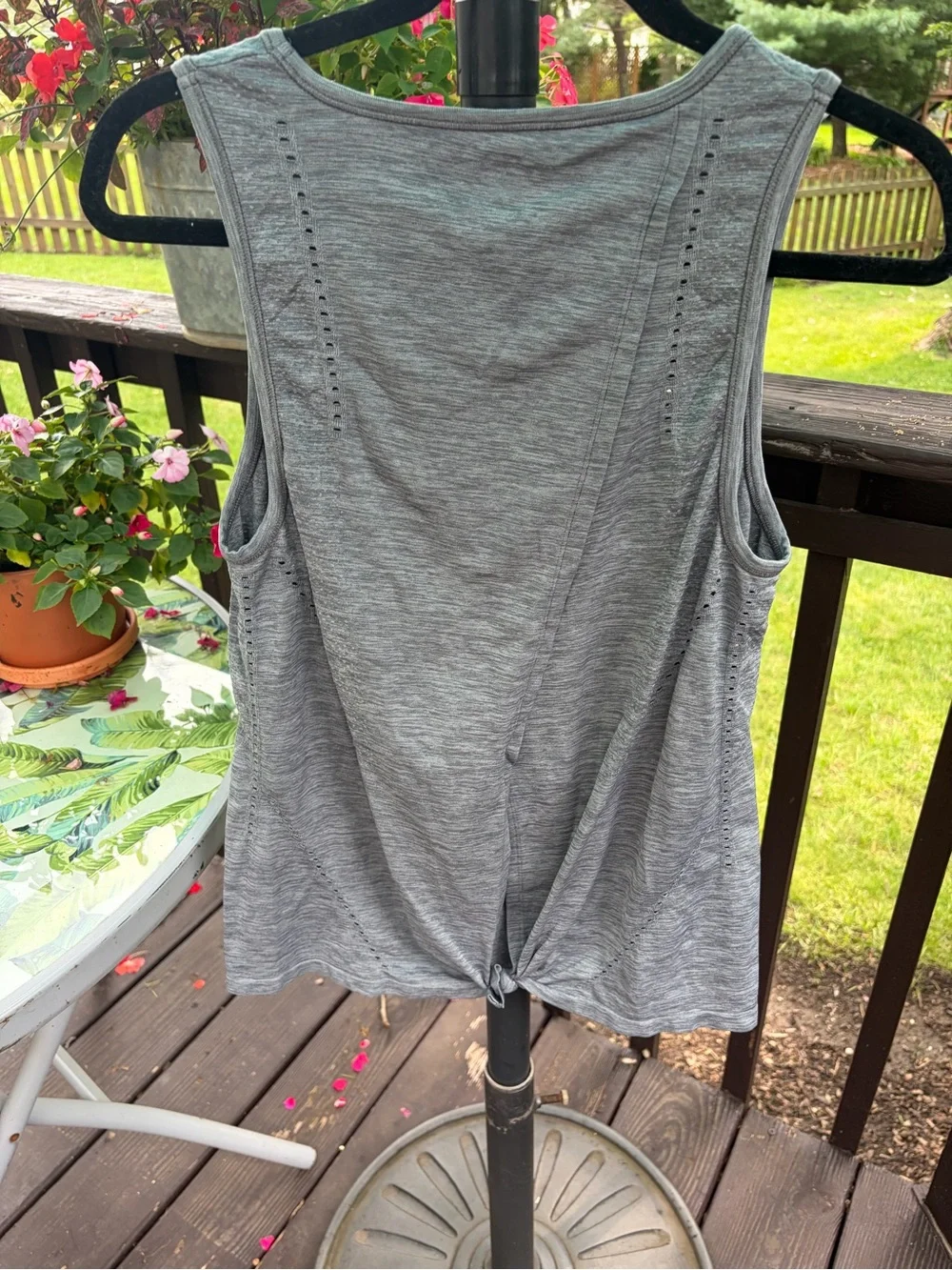 Athleta Gray Sleeveless Performance Tank with Eyelet Detail